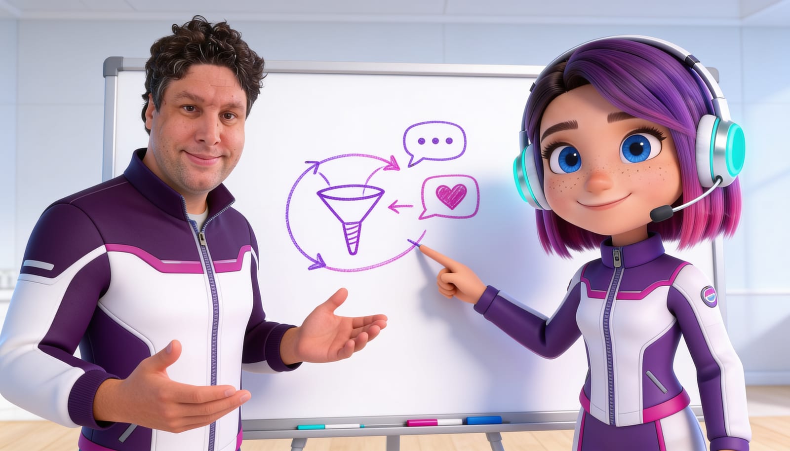 Peter & Lisa erklären die KI-MasterClass am Whiteboard